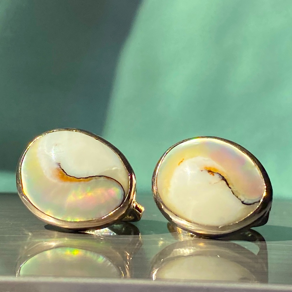 Sterling Silver Oval Shell Earrings